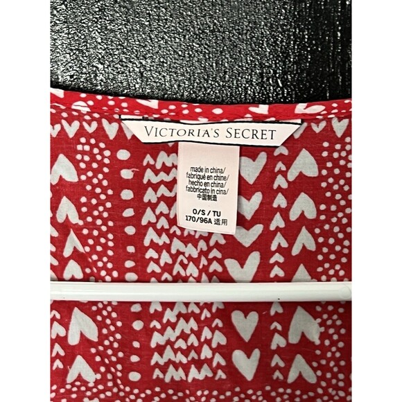 Victorias Secret Red  Hearts Batwing Sleeve Beach Cover-Up Kimono Robe OS - Picture 5 of 5